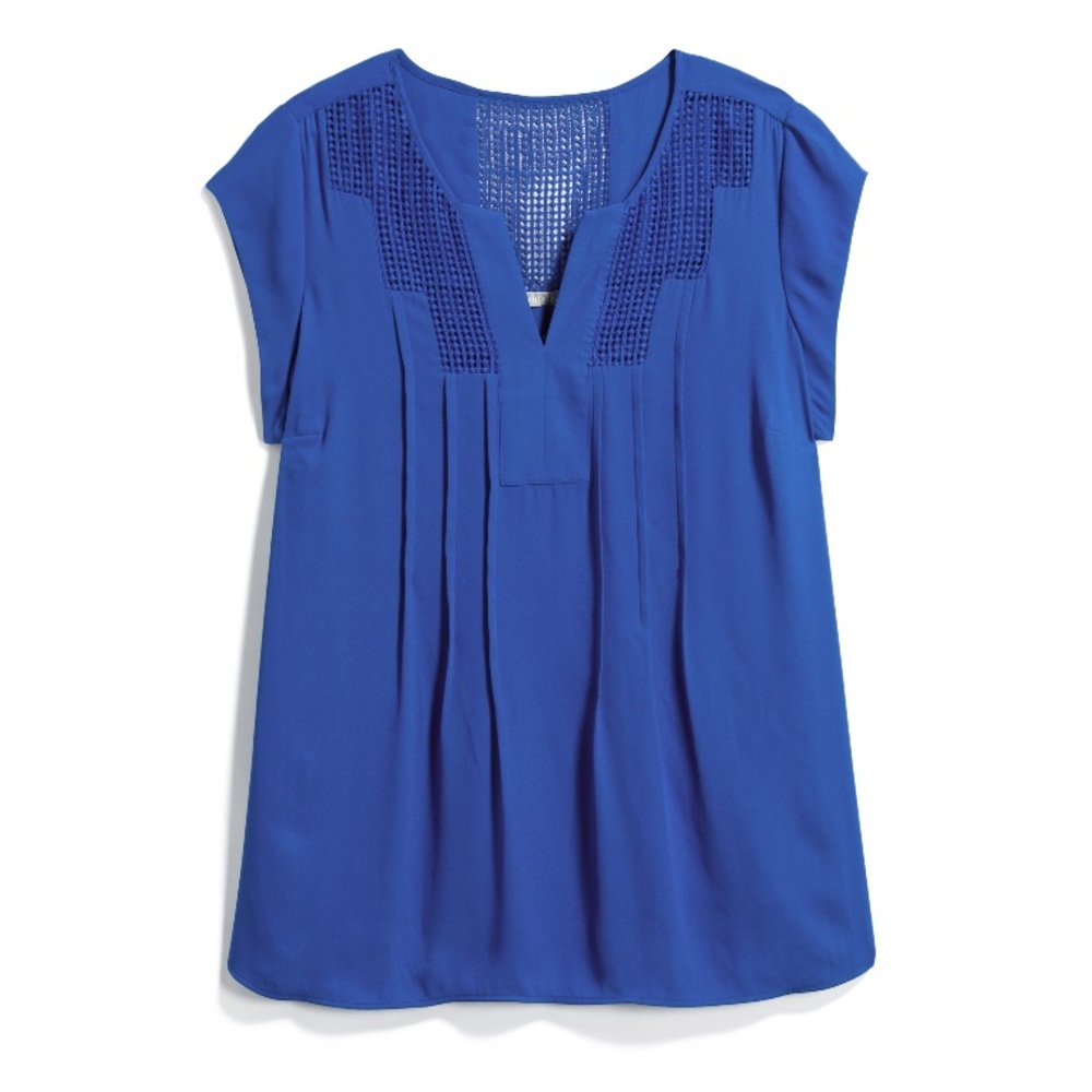 Blue Lace Detail Split Neck Top (Stitch Fix!)